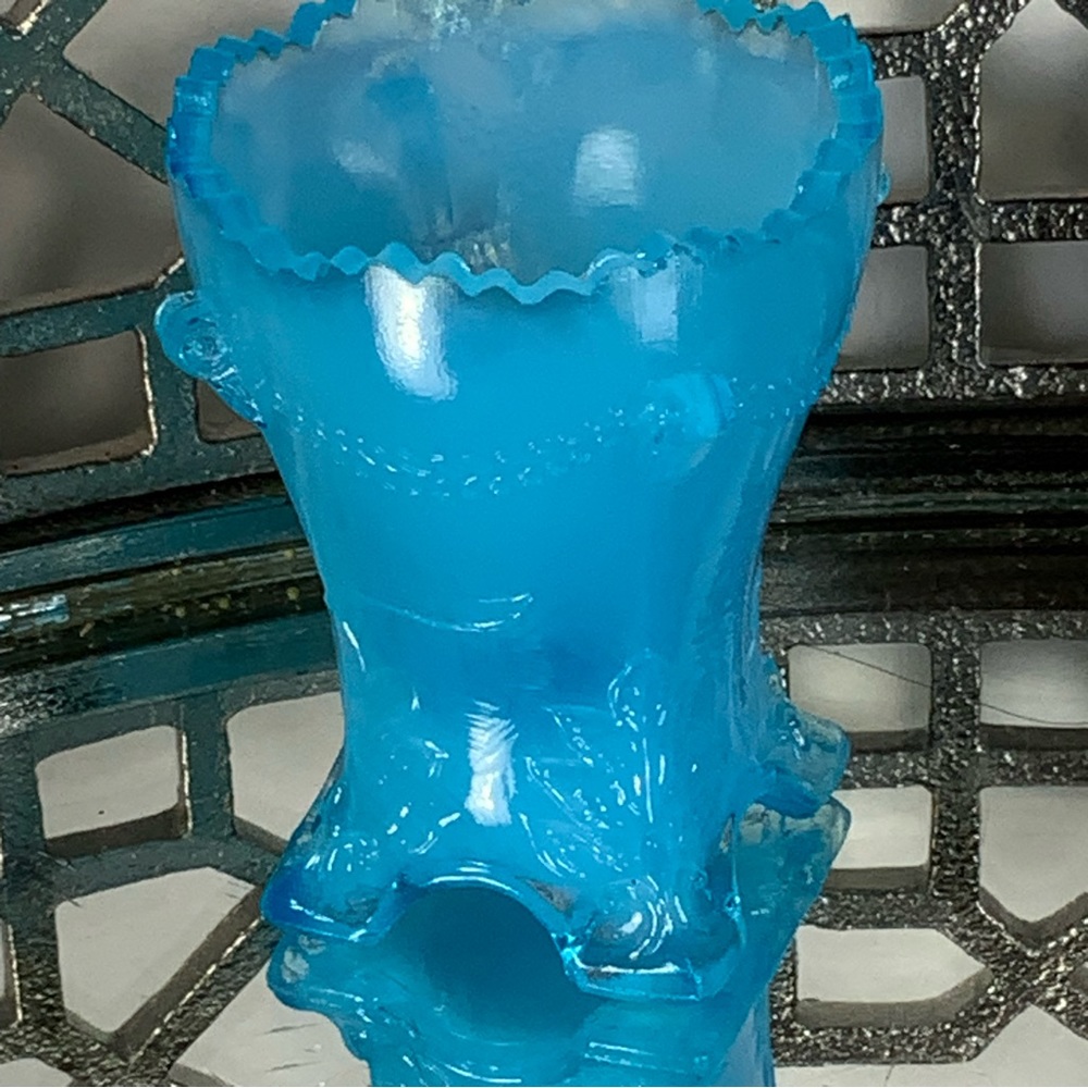 Degenhart Toothpick holder Colonial Drape Blue Vintage Glass